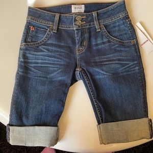 NWT HUDSON PALERME CUFFED DENIM BERMUDA SHORTS IN DARK WASH! SIZE 24!